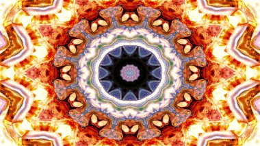 Soyut etnik otantik simetrik desen süs dekoratif Kaleidoscope hareketi geometrik daire ve yıldız şekli