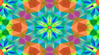 Soyut Renkli Simetrik Desensel Dekoratif Kaleydoskop Hareketi Geometrik Çember ve Yıldız Şekilleri