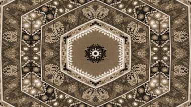 Soyut etnik otantik simetrik desen süs dekoratif Kaleidoscope hareketi geometrik daire ve yıldız şekli