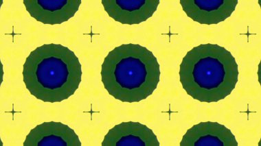 Soyut Renkli Simetrik Desensel Dekoratif Kaleydoskop Hareketi Geometrik Çember ve Yıldız Şekilleri