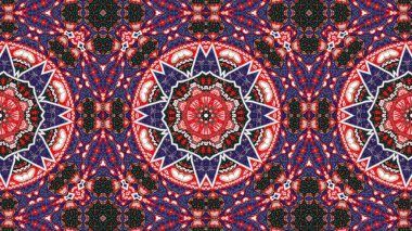 Soyut etnik otantik simetrik desen süs dekoratif Kaleidoscope hareketi geometrik daire ve yıldız şekli