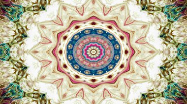 Soyut etnik otantik simetrik desen süs dekoratif Kaleidoscope hareketi geometrik daire ve yıldız şekli