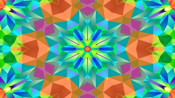 Soyut Renkli Simetrik Desensel Dekoratif Kaleydoskop Hareketi Geometrik Çember ve Yıldız Şekilleri