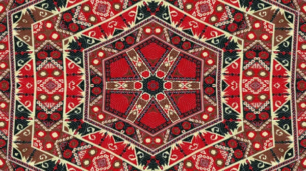 Abstraktní Etnické Autentické Symetrický Vzor Okrasné Dekorativní Kaleidoskop Hnutí Geometrické — Stock fotografie