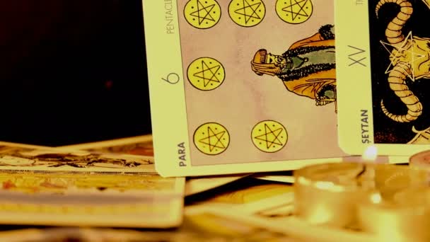 Magische Hekserij Fortune Teller Mystieke Tarotkaarten — Stockvideo