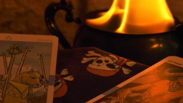 Magical Witchcraft Fortune Teller Cartas Místicas Del Tarot — Vídeo de stock