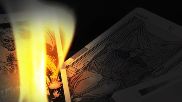 Magische Hexerei Wahrsagerin Mystische Tarot Karten — Stockvideo
