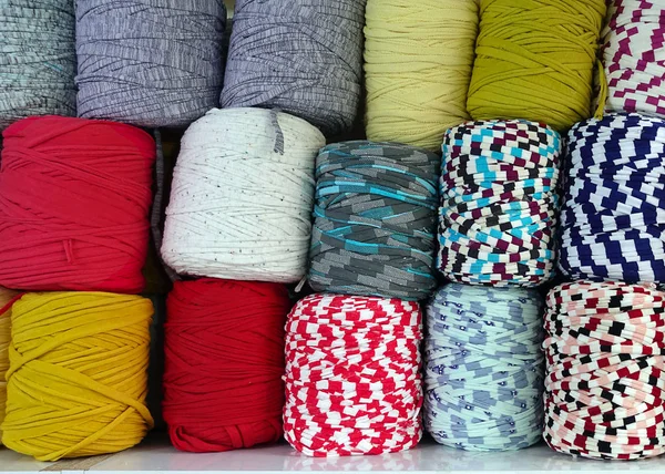Kleurrijke Fiber Stof Katoen Rolt Textiel — Stockfoto