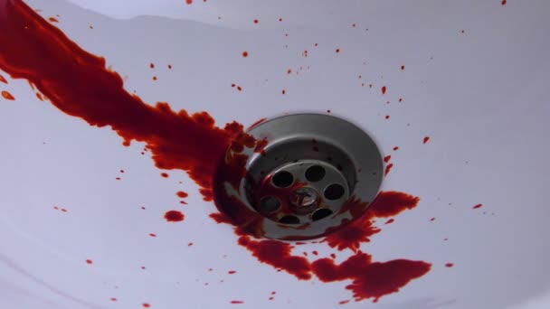 Blut Und Injektor Auf Dem Waschtisch — Stockvideo