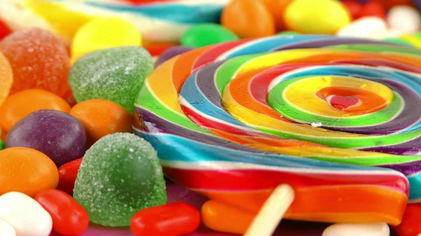 糖果甜果冻 棒棒糖和美味甜食 — 图库照片