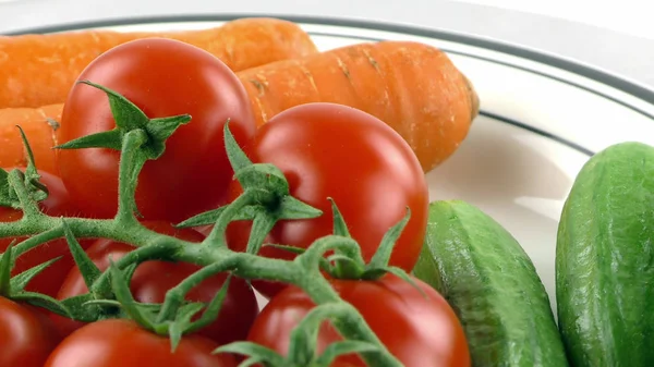 Organic Tomato Cucumber Carrot Vegetable — Stock Photo, Image