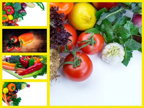 Mix Healthy Organic Vegetable Collage — Stock Photo, Image