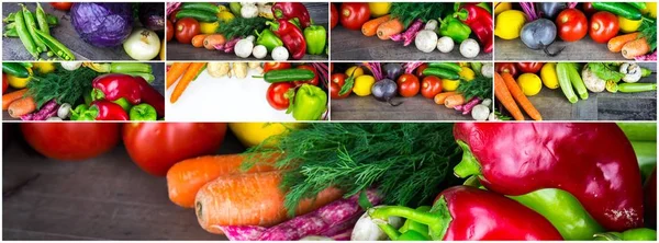 Mix Zdravých Bio Zeleniny Koláž — Stock fotografie