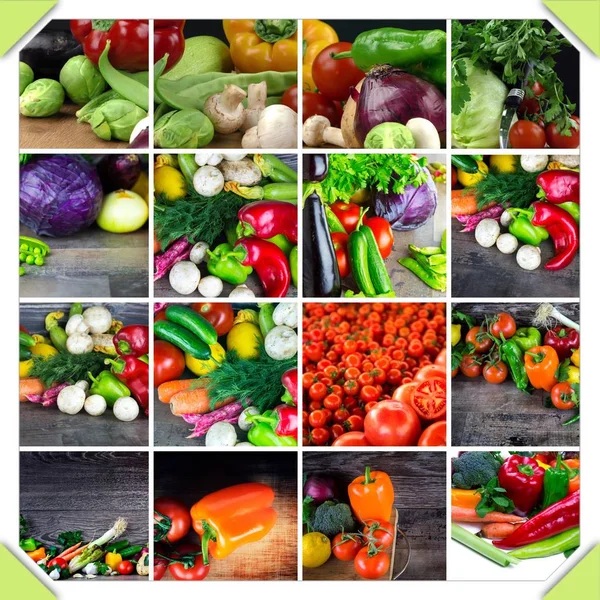 Mix Sano Organico Vegetale Collage — Foto Stock