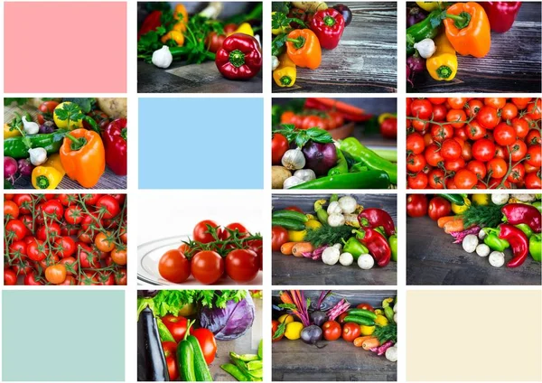 Mieszankę Zdrowego Organicznych Warzyw Collage — Zdjęcie stockowe