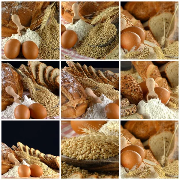 Delicioso Collage Alimentos Pan Fresco — Foto de Stock