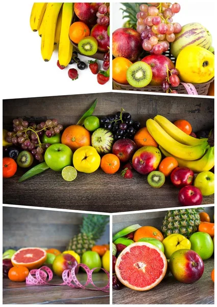Healty Mélange Bio Fruits Collage — Photo