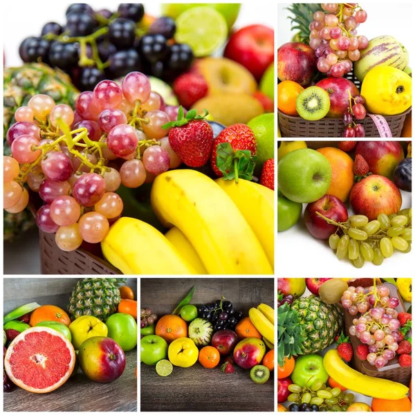 Healty Organische Mix Van Fruit Collage — Stockfoto