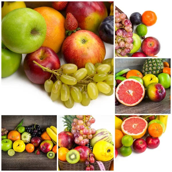 Mezcla Ecológica Frutas Healty Collage — Foto de Stock