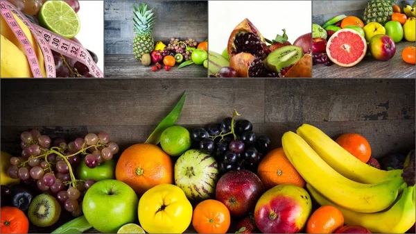 Healty Mistura Orgânica Colagem Frutas — Fotografia de Stock
