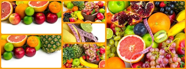 Healty Organiczne Mieszanką Kolaż Owoców — Zdjęcie stockowe