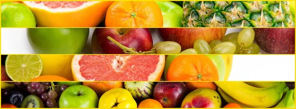 Healty Organic Mix Fruits Collage — Stock Photo, Image