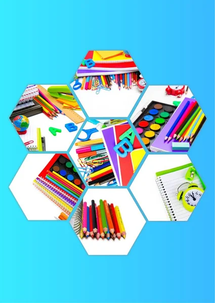 School Education Equipment Tools Collage — Stock Photo, Image