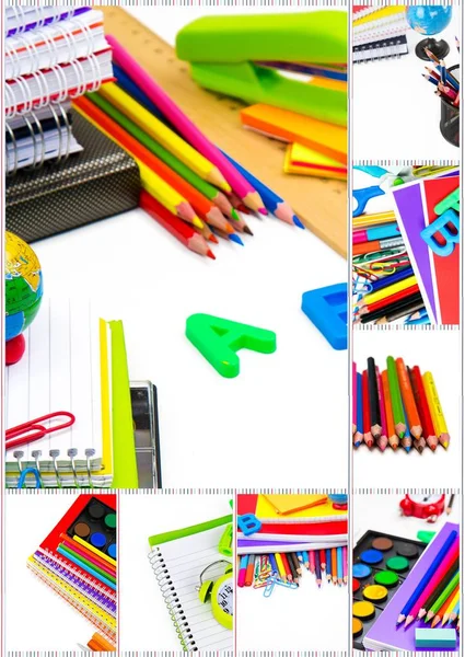 School Onderwijs Apparatuur Tools Collage — Stockfoto