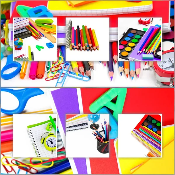 School Education Equipment Tools Collage — Stock Photo, Image