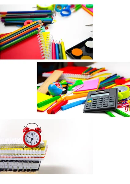 Schulbildung Ausrüstung Werkzeuge Collage — Stockfoto