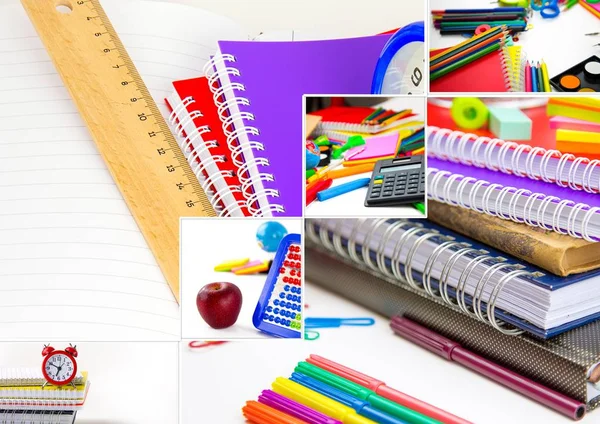 Okul eğitim donanımları araçları kolaj