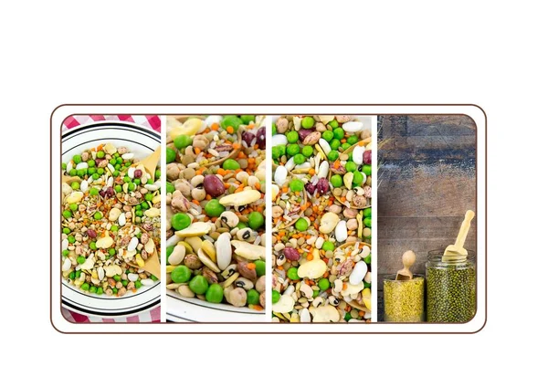 Legumes Natural Raw Mix Food Collage — Stock Photo, Image