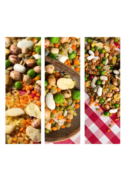 Legumes Natural Raw Mix Food Collage — Stock Photo, Image