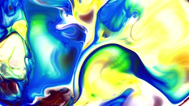 Αφηρημένη Ομορφιά Της Ζωγραφικής Μελάνι Τέχνης Έκρηξη Πολύχρωμο Εξάπλωση Φαντασίας — Αρχείο Βίντεο