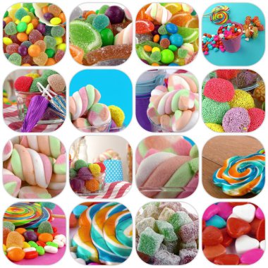 Şeker tatlı Lolly şekerli kolaj fotoğraf