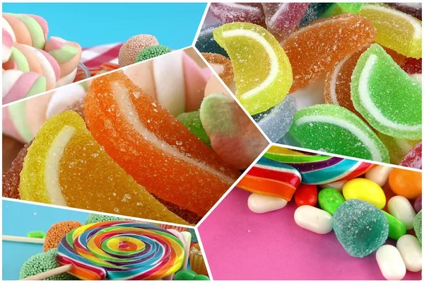 Candy Sweet Lolly Słodki Kolaż Zdjęć — Zdjęcie stockowe