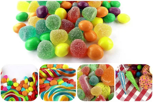 Candy Sweet Lolly Sugary Collage Foto — Stok Foto
