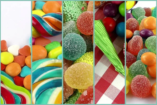 Candy Sweet Lolly Suikerhoudende Collage Foto — Stockfoto