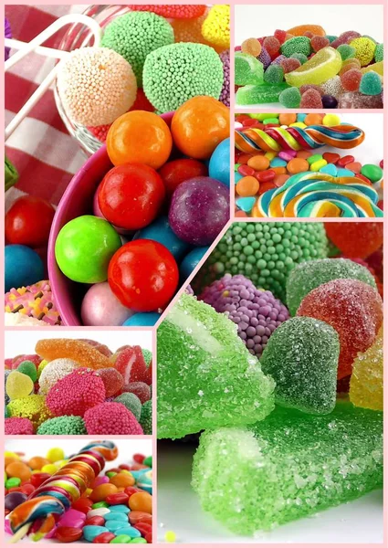 Цукерки Солодкий Lolly Sugary Колаж Фото — стокове фото