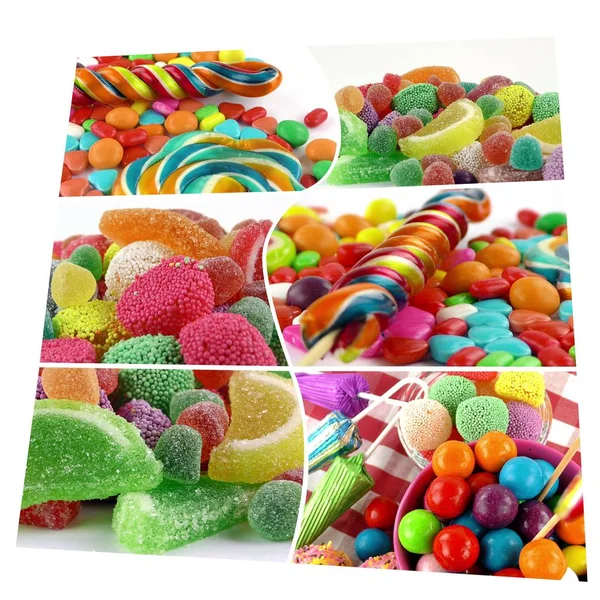 Candy Sladké Lízátko Sladké Koláž Fotografie — Stock fotografie