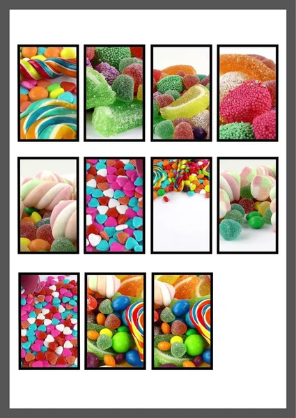 Candy Sweet Lolly Zuckerhaltige Collage Foto — Stockfoto