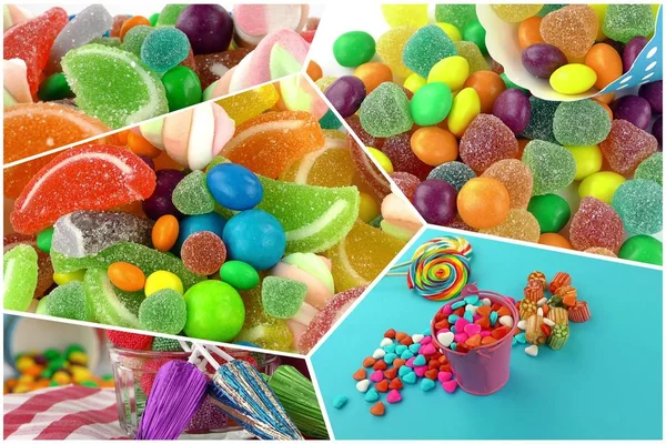 Цукерки Солодкий Lolly Sugary Колаж Фото — стокове фото