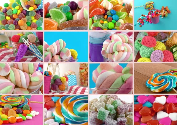 Цукерки Солодкий Lolly Sugary Колаж Фото — стокове фото