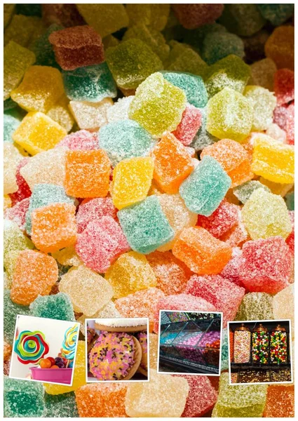 Candy Sweet Lolly Sugary Collage Photo — Stock Photo, Image