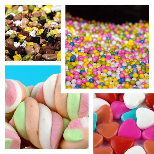 Candy Sweet Guba Cukros Collage Fénykép — Stock Fotó