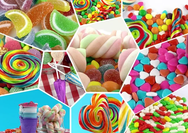 Candy Sweet Lolly Słodki Kolaż Zdjęć — Zdjęcie stockowe