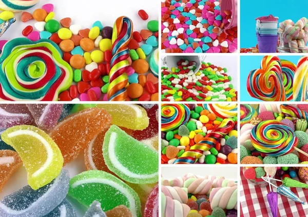 Цукерки Солодкий Lolly Sugary Колаж Фото — стокове фото