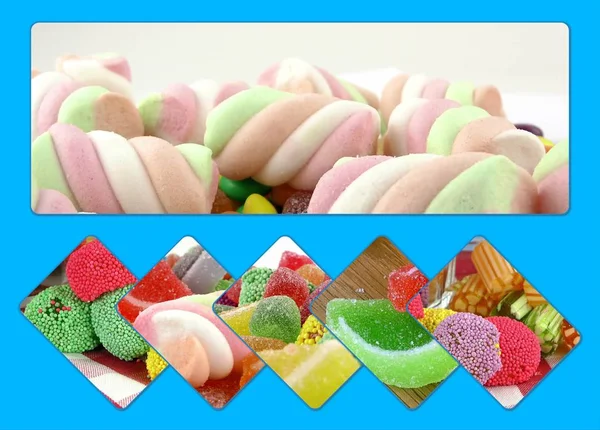 Candy Sweet Lolly Słodki Kolaż Zdjęć — Zdjęcie stockowe