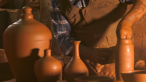 Pot Made Clay Workshop — Stock Video