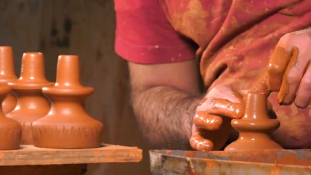 Pot Made Clay Workshop — Stock Video